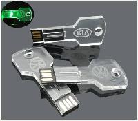แฟลชไดร์ฟเรืองแสง flash-drive อะคริลิคใส รูปกุญแจรถแบบบาง สกรีนโลโก้